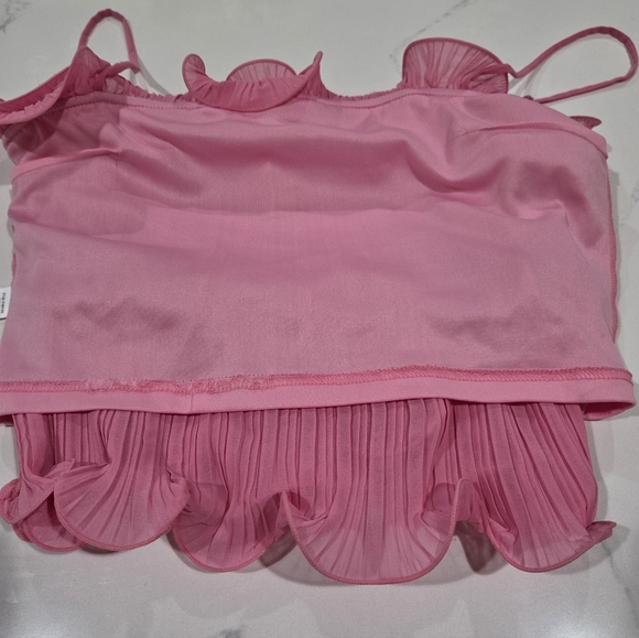 Lush Ruffle Pleated Wire Hem Crop Top New No Tag Xl. - Picture 6 of 12
